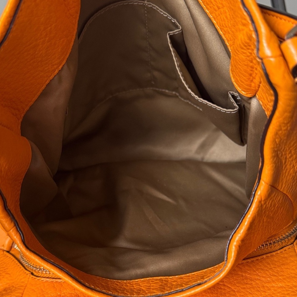 Coach Pebbled Leather Shoulder Bag in Bright Orange with Gold Hardware - Picture 9 of 12